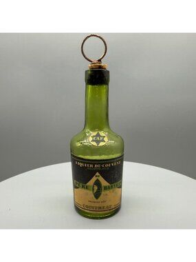 Vintage Cointreau Creme De Banane Mini Bottle Ring Handle Stopper France Empty